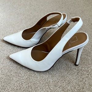 White open back heels